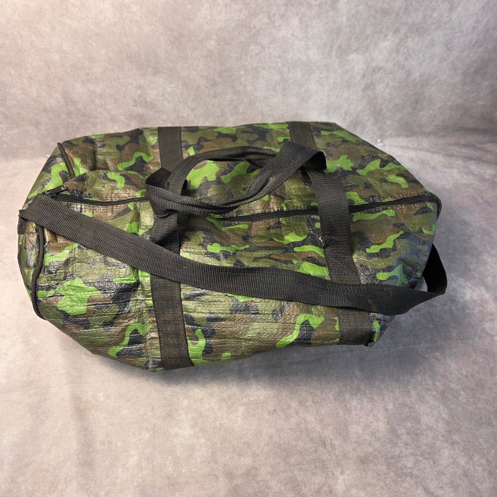 Camo Woven Polypropylene Duffle Bag Grn Woodland Camouflage Utility Travel Tote